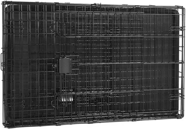 Durable Foldable Metal Dog Crate with Double Door and Removable Tray - Image 2