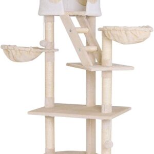 XXL Adjustable Height Cat Tree Tower with Scratching Posts